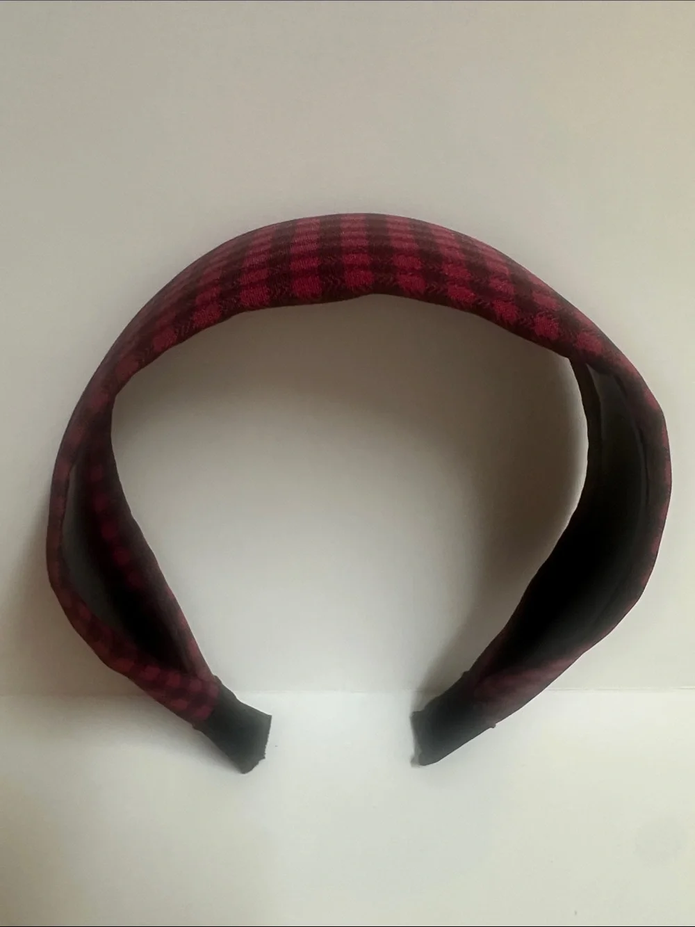 Plaid Headband in Burgundy and Black